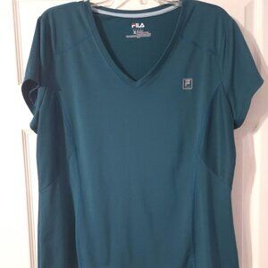 Womens Short Sleeve Fila Sport Top. Size XL. Color: Forest Green